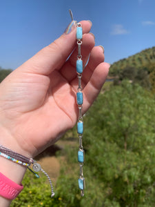 Larimar Reversible W Amber Sterling Silver Bracelet