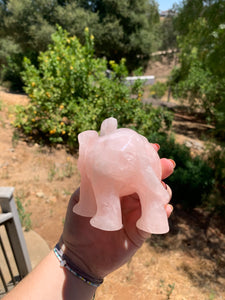 Rose Quartz Elephant Carving