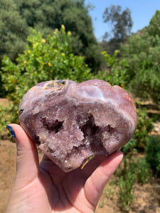 Lavender Pink Amethyst Druzy Heart on Stand