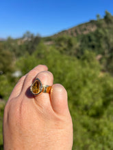 Load image into Gallery viewer, Honey Citrine Faceted 24kt Gold Overlay Adjustable Ring 6+