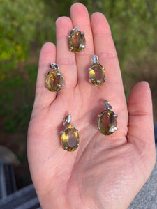 1 Citrine Oval Sterling Silver Pendant