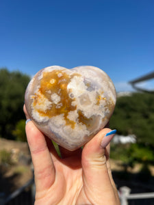 Carnelian Flower Agate Puffy Heart