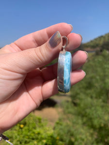 Larimar Oval Sterling Silver Pendant