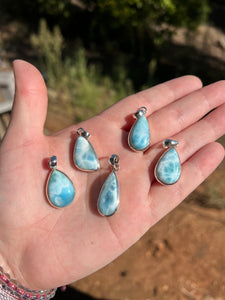 Larimar Tear Drop Sterling Silver Pendant *Variety