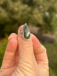 Seraphinite Teardrop Ring Size