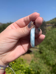 Larimar Fully Polished Cabbed Sterling Silver Pendant