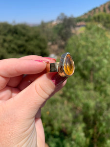 Citrine Gold Ring Size 7 Adjustable