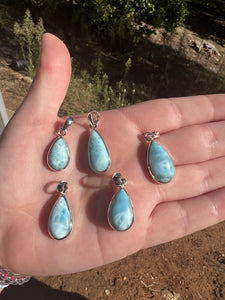 Larimar Tear Drop Sterling Silver Pendants *Variety