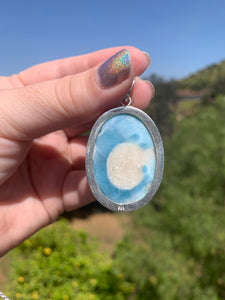 Larimar Oval Sterling Silver Pendant