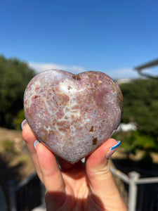 Pink Ocean Jasper Puffy Heart