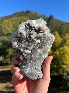 Green Apophyllite Cluster with Peach Stilbite ￼