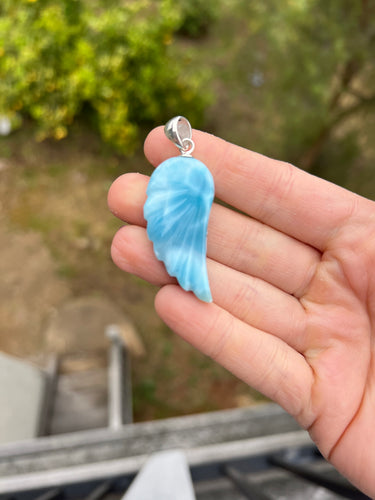 Larimar Wing Sterling Silver Pendant