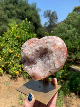 Load image into Gallery viewer, Pink Amethyst Druzy Heart on Stand