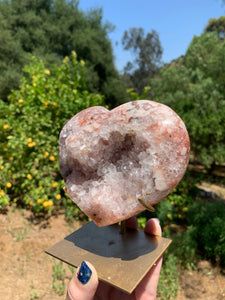 Pink Amethyst Druzy Heart on Stand