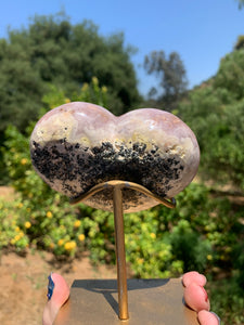 Pink Amethyst Druzy Heart on Stand