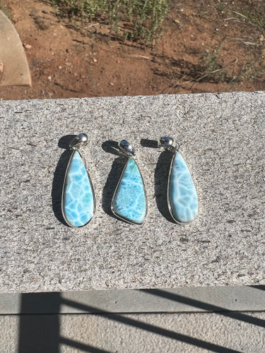 Larimar Elongated Oval Sterling Silver Pendant *Variety