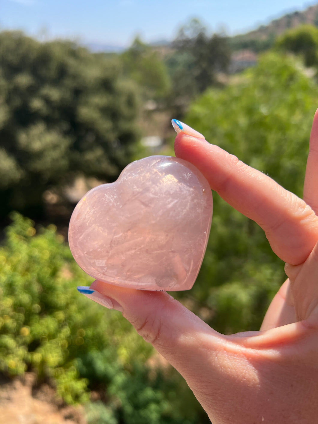 Rose Quartz Puffy Heart