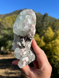 Green Apophyllite Cluster with Peach Stilbite ￼