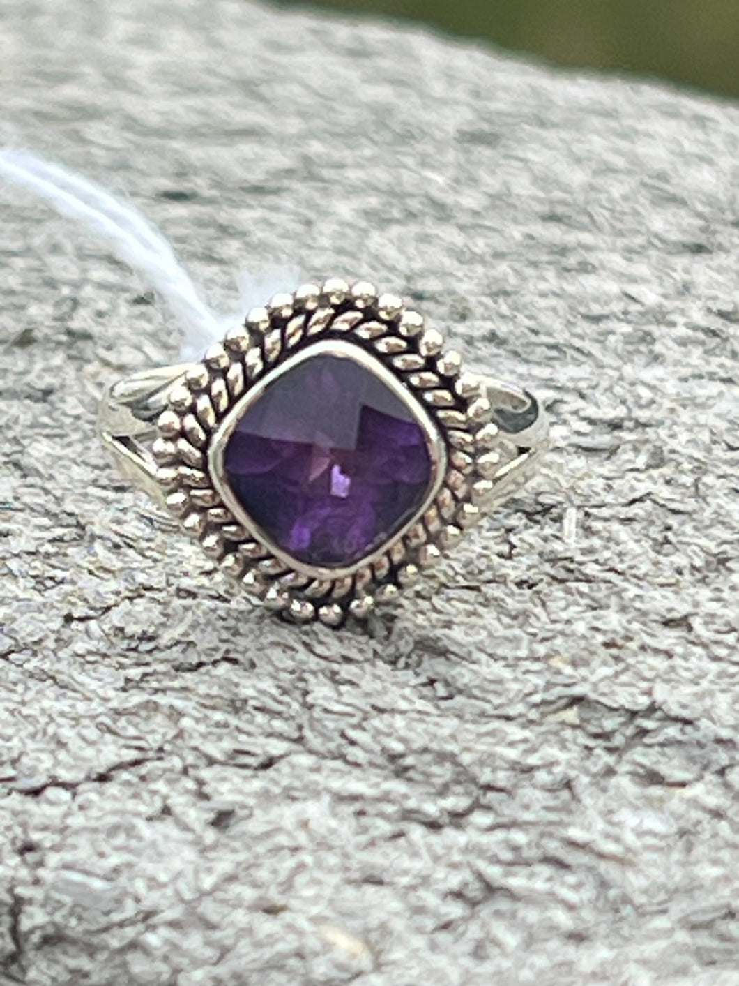 Amethyst High Grade Faceted Ring Size 5