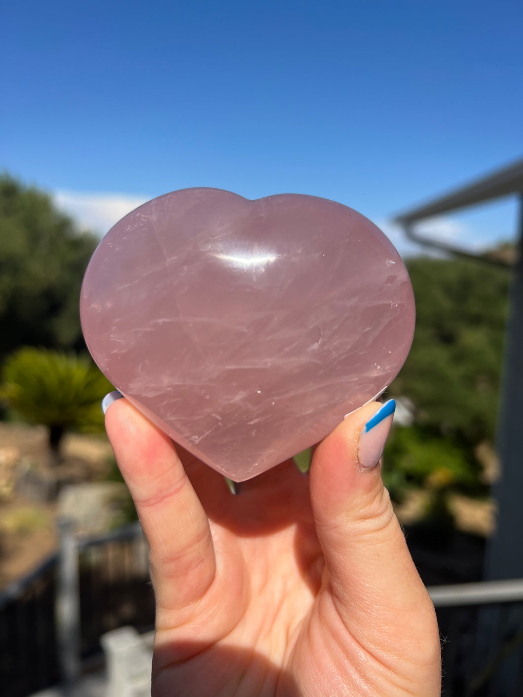 Lavender Star Rose Quartz Heart w Rainbows