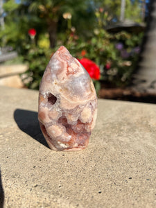 Pink Amethyst Flower Agate Druzy Flame