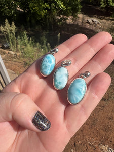 Larimar Oval Sterling Silver Pendants *Variety