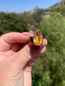 Citrine Gold Ring Size 7 Adjustable