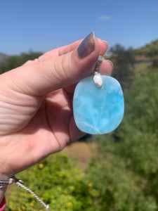 Larimar Fully Polished Cabbed Sterling Silver Pendant