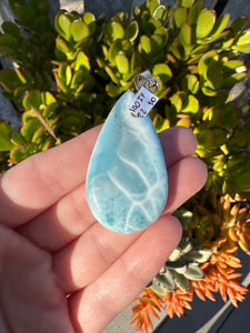 Larimar sterling silver teardrop Pendant*