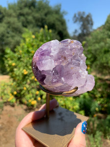 Lavender Pink Amethyst Druzy Heart on Stand