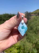 Load image into Gallery viewer, Larimar Rounded Diamond Sterling Silver Pendant