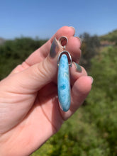 Load image into Gallery viewer, Larimar Dark Rounded Teardrop Sterling Silver Pendant