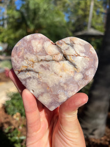 Lavender Pink Amethyst Flower Agate Heart w Stand