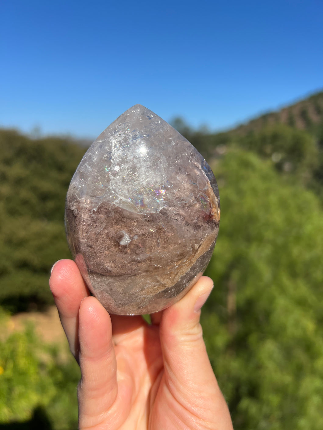 Lodolite Pink Quartz Flame