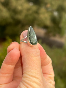 Seraphinite Teardrop Ring Size