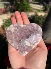 Load image into Gallery viewer, Lavender Pink Amethyst Flower Agate Heart w Stand