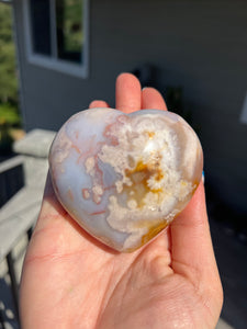 Carnelian Flower Agate Puffy Heart