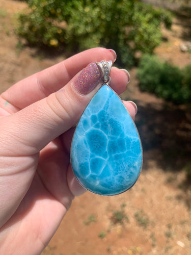 Larimar Sterling Silver Tear Drop Pendant Grade AAA