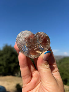 Smokey Citrine Flat Back w Rainbow Heart