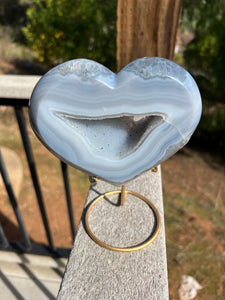 Agate Banded Druzy Heart