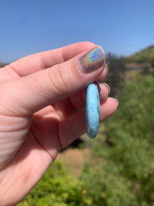 Larimar Circle Rounded Sterling Silver Pendant