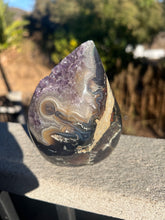 Load image into Gallery viewer, Amethyst Agate Druzy Flame w Stalactite Eyes