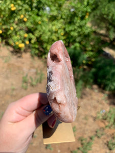 Pink Amethyst Druzy Heart on Stand