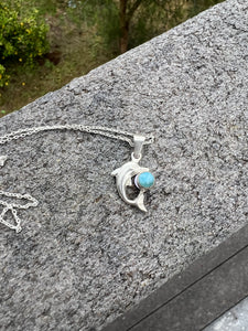 Larimar Dolphin Sterling Silver Pendant