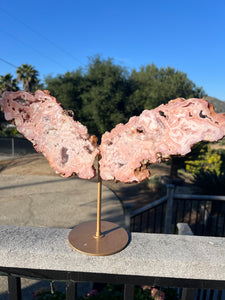 Botryoidal Pink Amethyst Butterfly On Stand