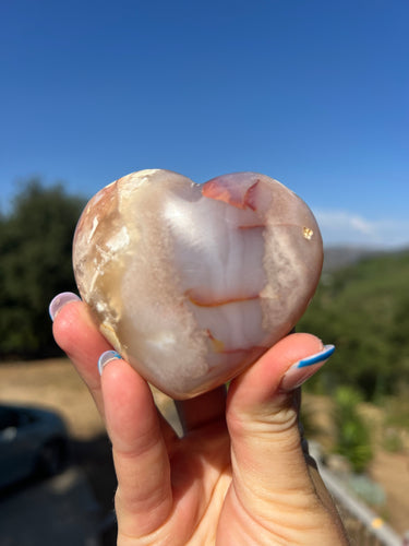 Carnelian And Blue Flower Agate Puffy Heart