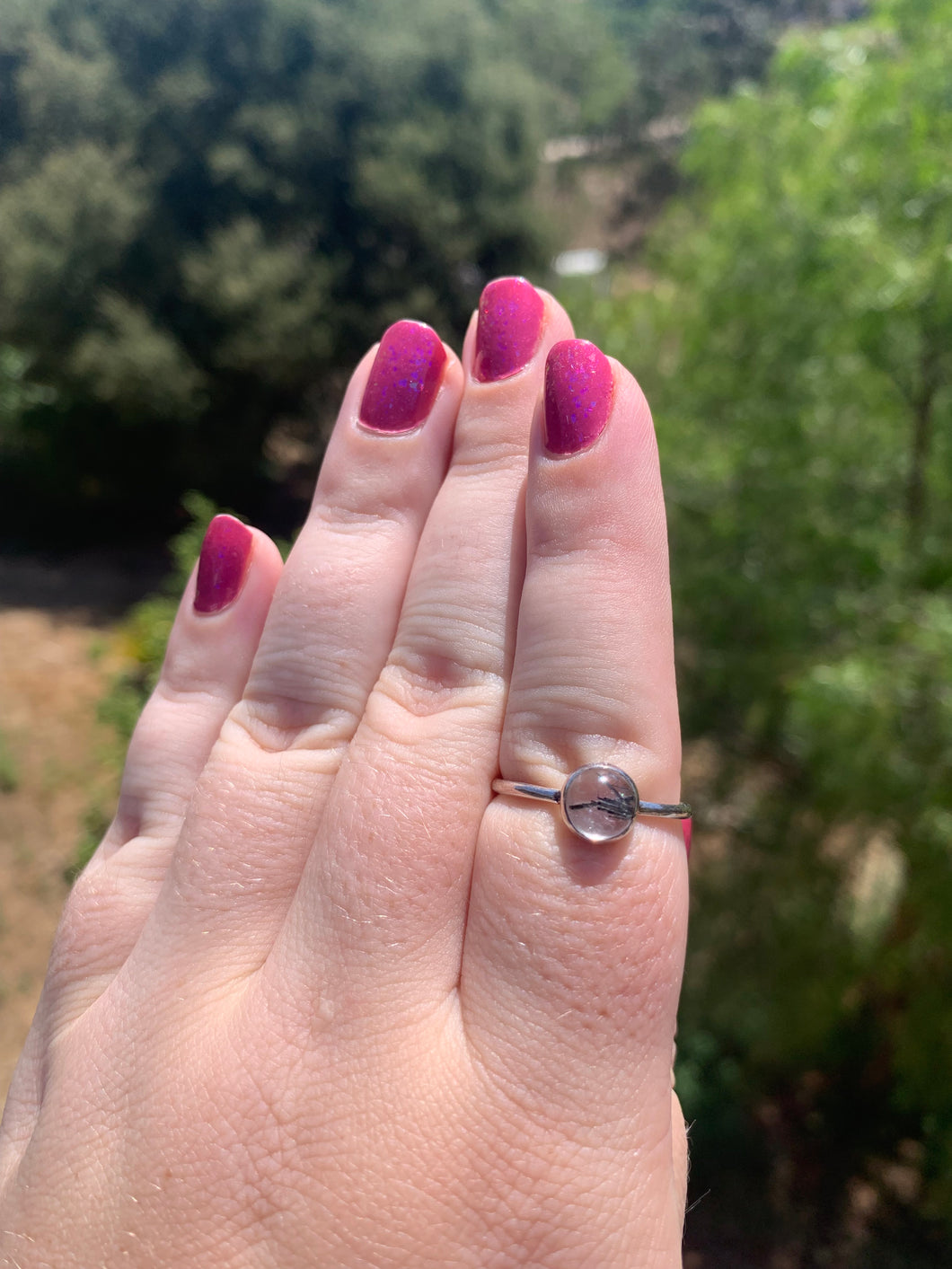 Black Tourmaline Ring Sterling Silver Size 9