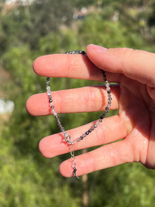 Black tourmaline Faceted Charm Bracelet size 7ish