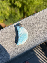 Load image into Gallery viewer, Larimar Moon Pendant Sterling Silver