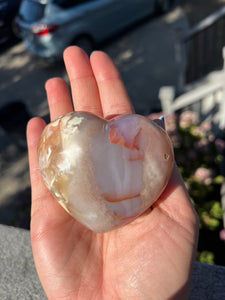 Carnelian And Blue Flower Agate Puffy Heart